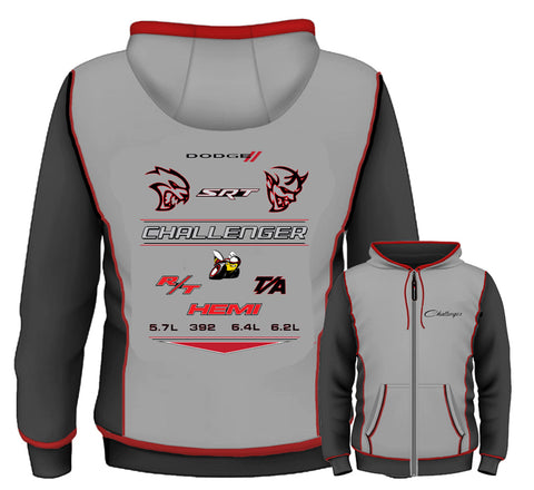 Dodge Challenger Embroidered Zip Hoodie