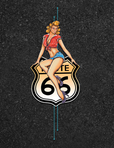 Route 66 Pin-Up Panel Bowling Shirt